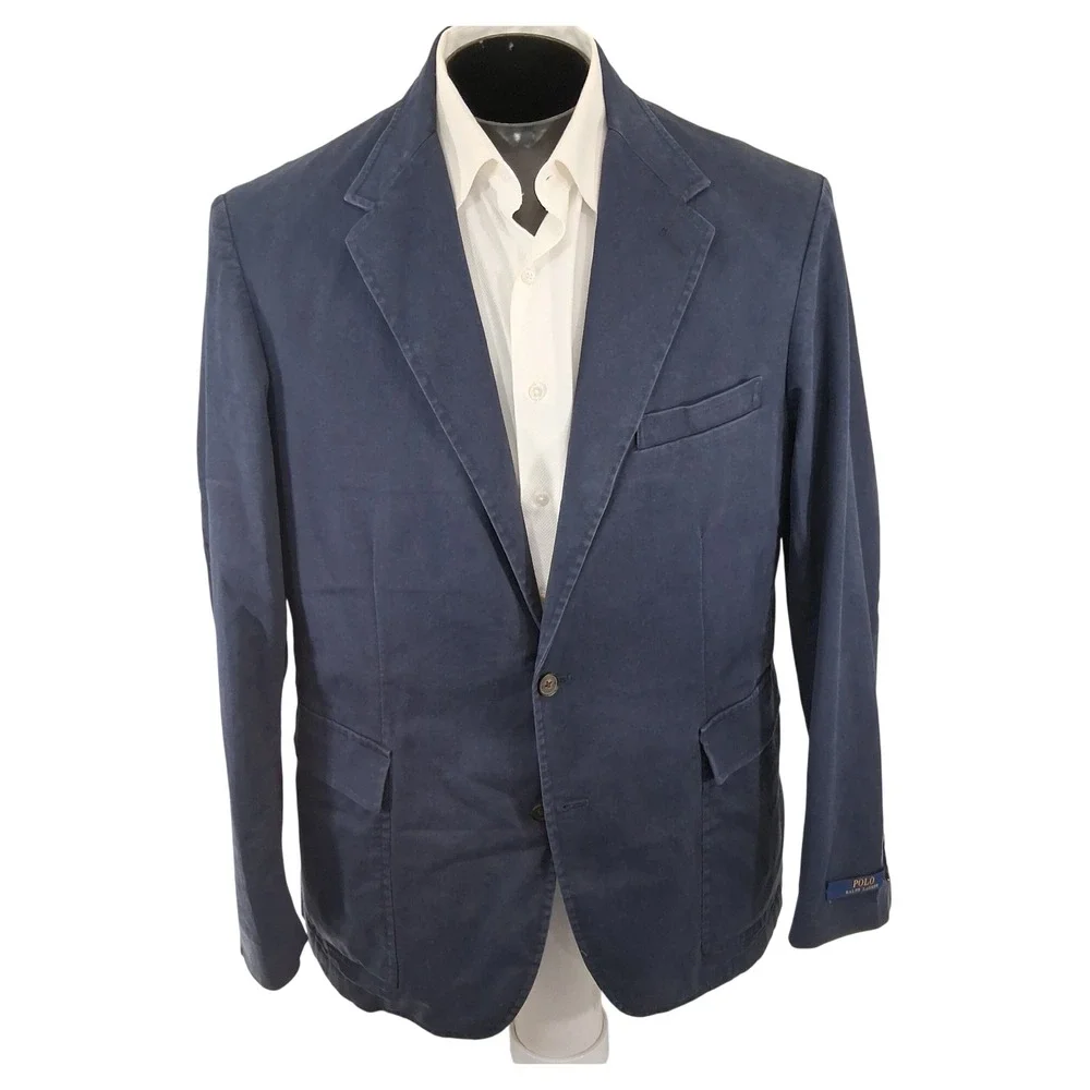 Polo Ralph Lauren Blazer XXL 46R Blue Unstructured Cotton Sport Coat Double Vent